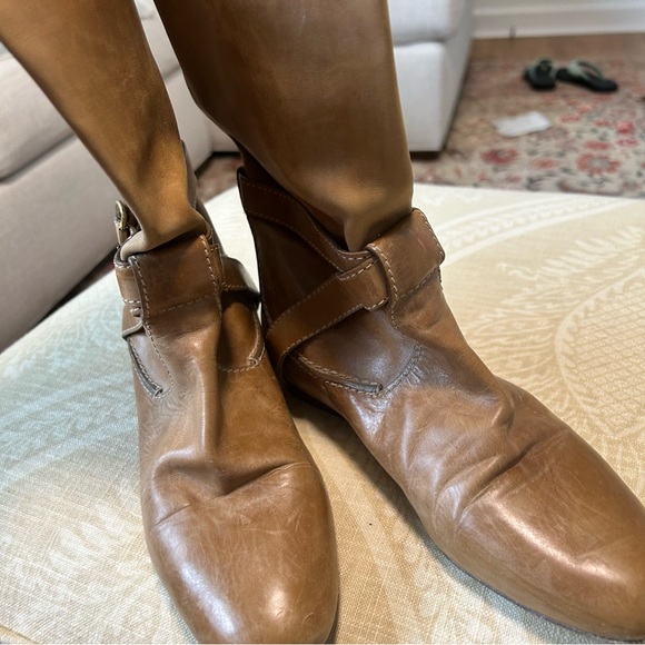 Chloe tan leather Riding boots cross buckle - Picture 4 of 9